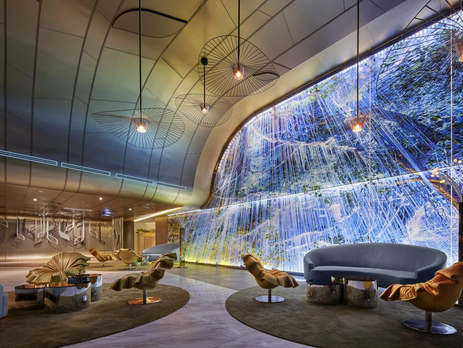 Parc3’s lobby is designed to inspire with flowing forms